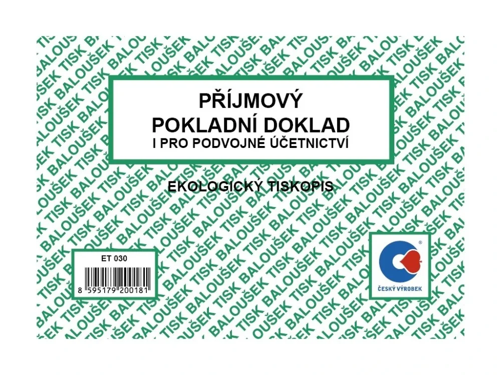 Novinka Příjmový doklad ET030 A6