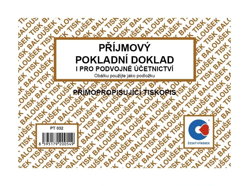 Příjmový doklad i pro podvojné účetnictví A6 PT032 Sleva