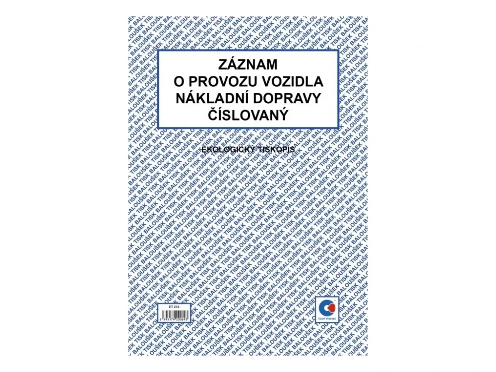 Nová Kolekce Záznam o provozu vozidla nákladní dopravy ET212 A4