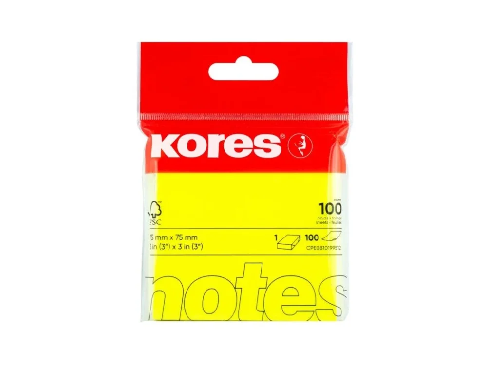 Ihned K Objednání Bloček KORES neon 75x75mm 100 listů žlutý