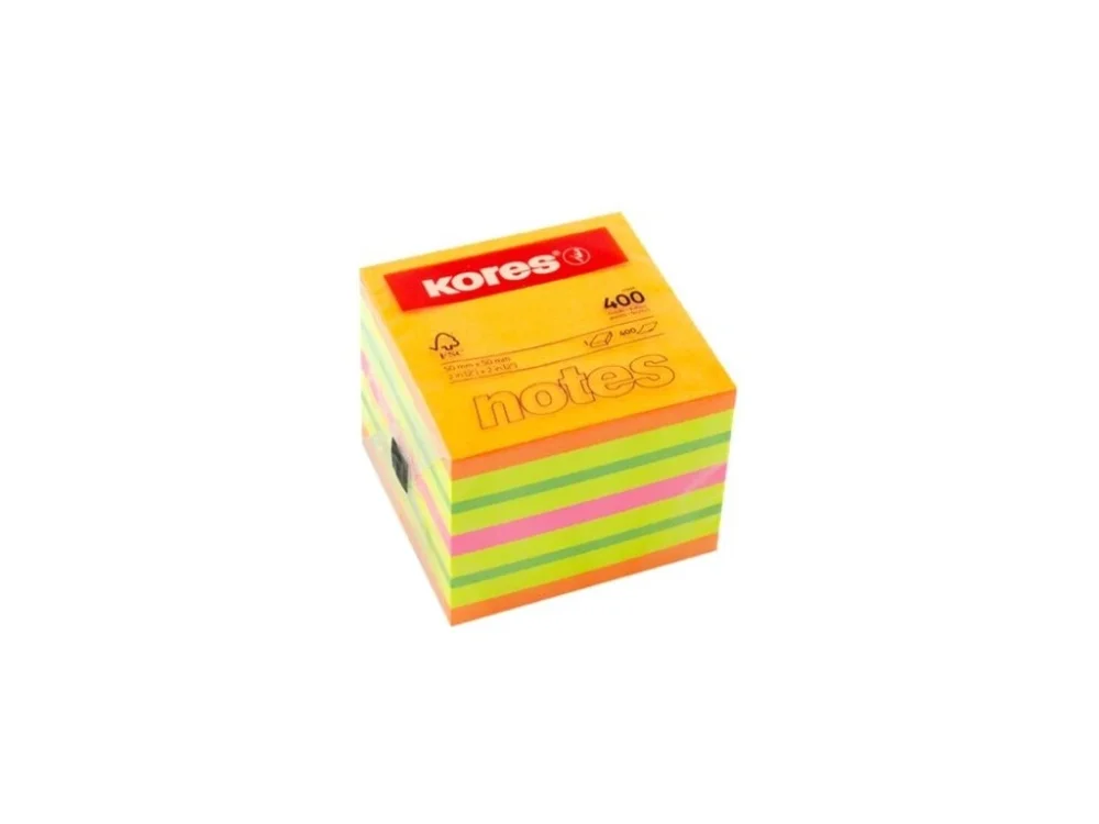 Bloček KORES Cubo Summer 50x50mm 450 listů neon Levný