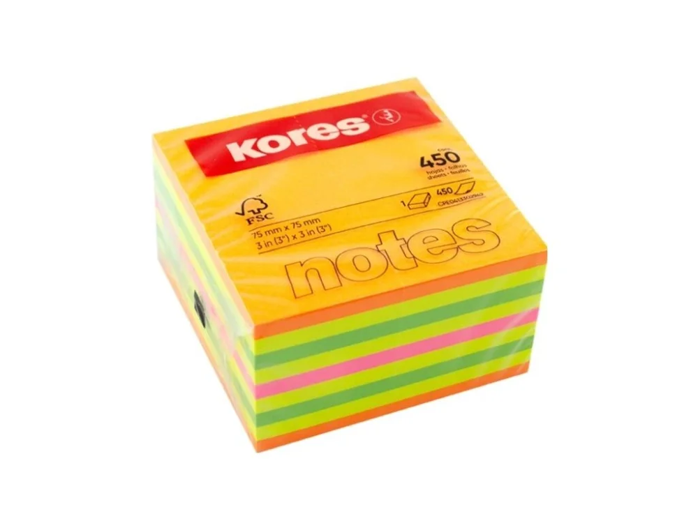 Horká Nabídka Bloček KORES Cubo Summer 75x75mm 450 listů neon