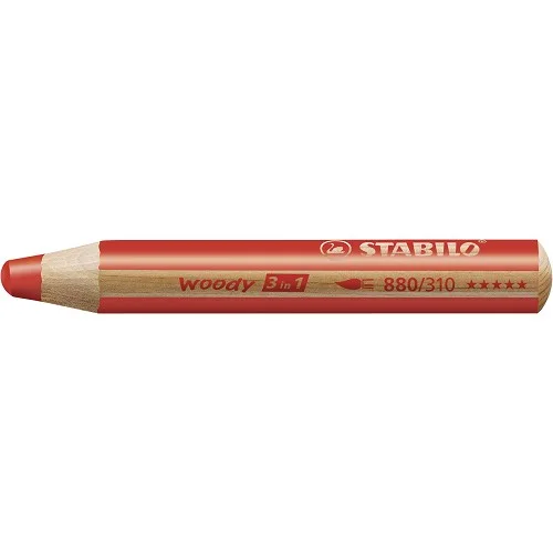 Pastelka, vodovka & voskovka v jednom - STABILO woody 3 in 1 - 880/310 - STABILO červená Speciální Cena