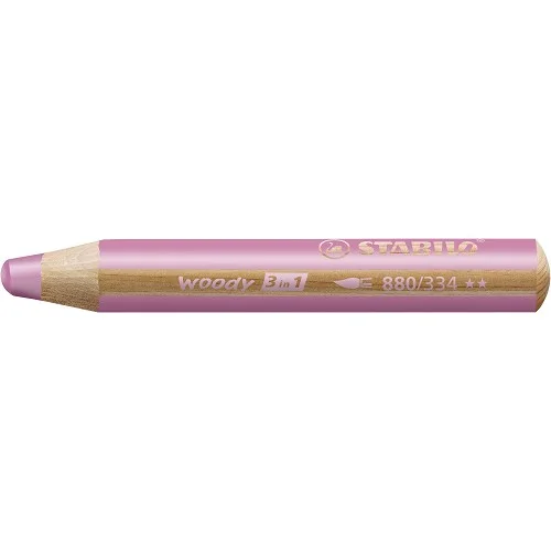Víkendová Akce Pastelka, vodovka & voskovka v jednom - STABILO woody 3 in 1 - 880/334 - růžová