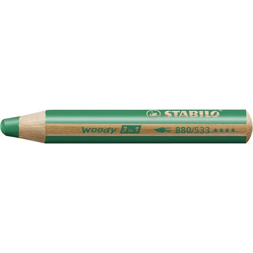 Cenový Hit Pastelka, vodovka & voskovka v jednom - STABILO woody 3 in 1 - 880/533 - tmavě zelená