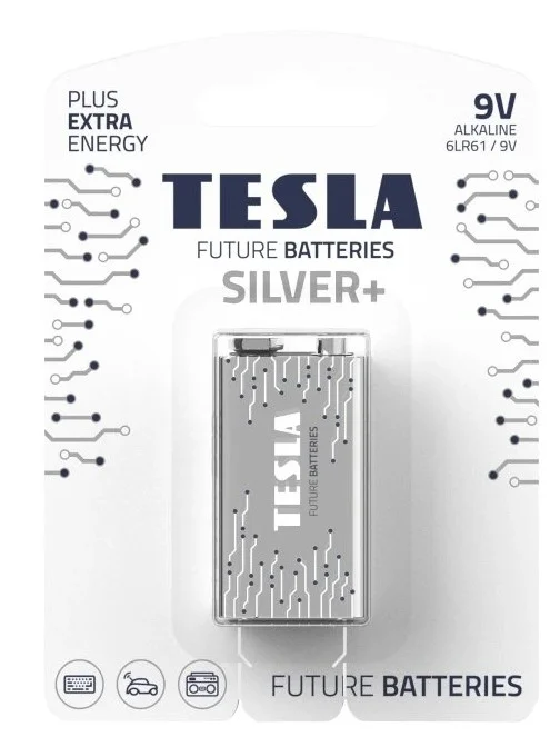 Víkendová Akce Alkalická baterie Tesla SILVER+ 9 V - 6LR61, typ 9V, 1 ks
