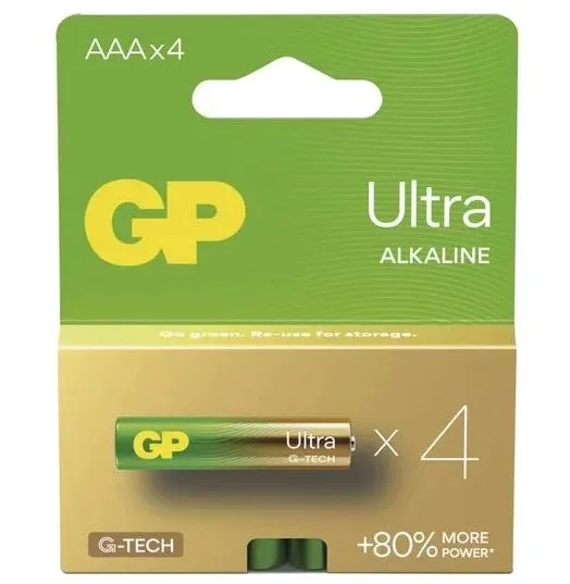 Výhodná Nabídka Alkalické baterie GP Ultra 1,5 V - mikrotužka, LR03, typ AAA, 4 ks
