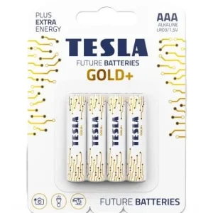 Super Cena Alkalické baterie Tesla GOLD+ 1,5 V - mikrotužka, LR03, typ AAA, 4 ks