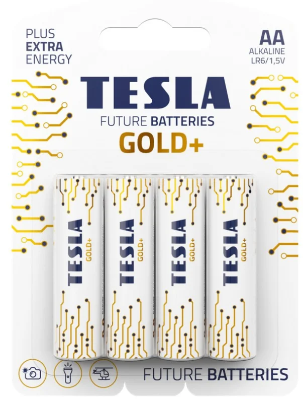 Alkalické baterie Tesla GOLD+ 1,5 V - tužka, LR6, typ AA, 4 ks Akční Nabídka