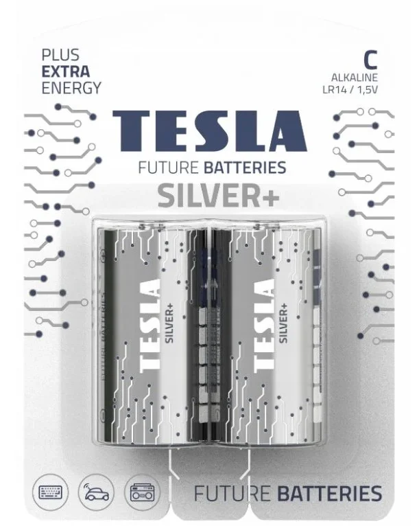 Dokud Zásoby Vydrží Alkalické baterie Tesla SILVER+ 1,5 V - malé mono, LR14, typ C, 2 ks