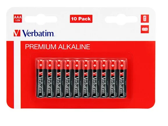 Výprodej Alkalické baterie Verbatim 1,5 V - mikrotužka, LR03, typ AAA, 10 ks