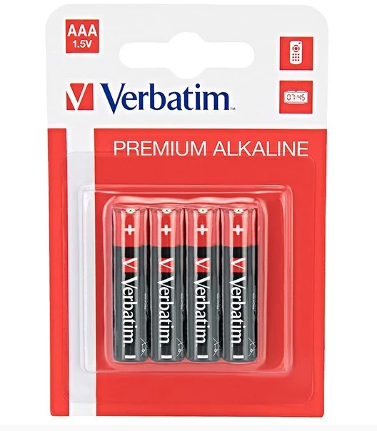 Výhodná Nabídka Alkalické baterie Verbatim 1,5 V - mikrotužka, LR03, typ AAA, 4 ks