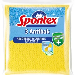 Antibakteriální houbová utěrka Spontex Antibak - 21x18 cm, mix barev, 3 ks Nejlepší Cena