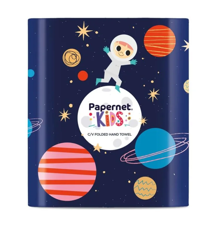 Sezónní Sleva Antibakteriální zásobník na papírové ručníky Papernet Kids V-Fold 421809 - 23x25 cm, plastový, modrý - DOPRODEJ