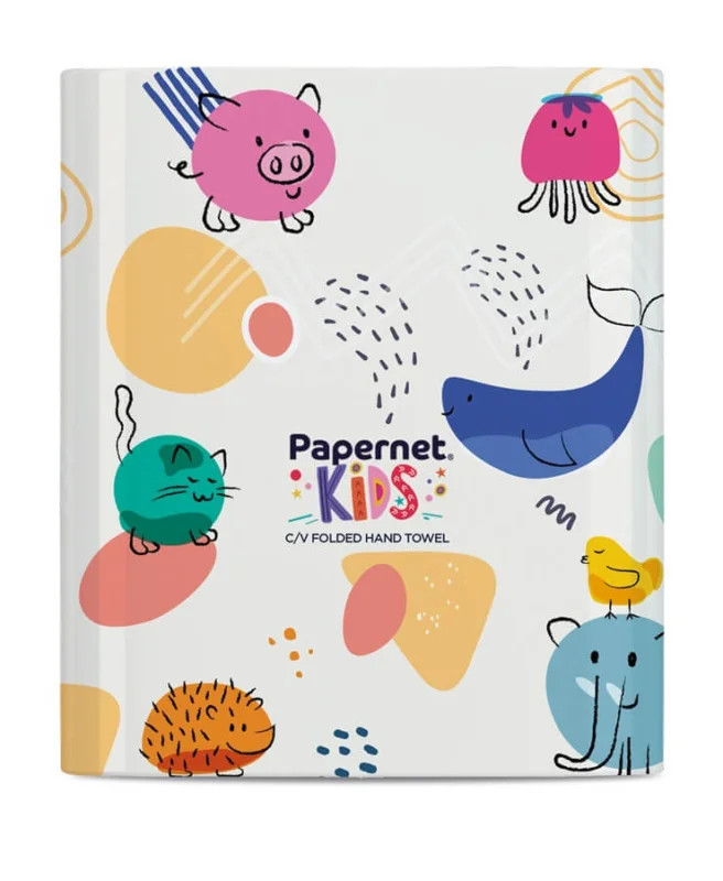 Antibakteriální zásobník na papírové ručníky Papernet Kids V-Fold 421810 - 23x25 cm, plastový, bílý - DOPRODEJ Cenová Bomba