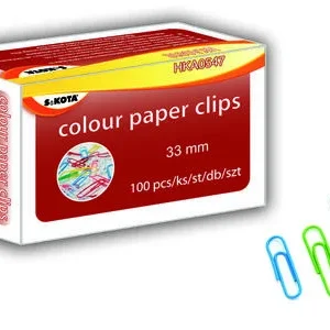 Nízká Cena Barevné kancelářské sponky - 33 mm, mix barev, 100 ks