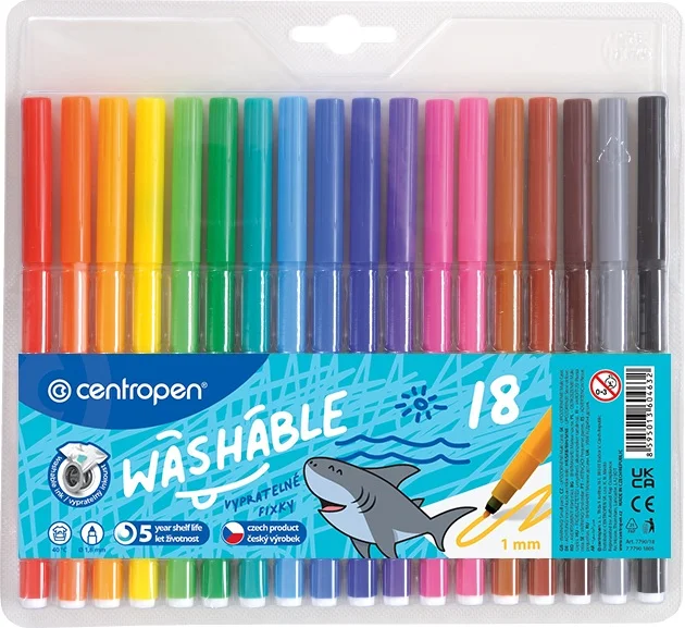 Omezená Nabídka Barevný popisovač Centropen 7790/18 - vypratelný, 1 mm, sada 18 ks