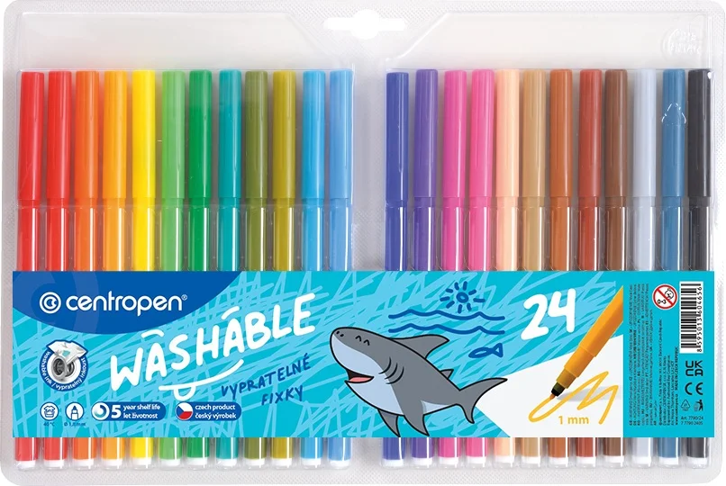 Vysoce Kvalitní Barevný popisovač Centropen 7790/24 - vypratelný, 1 mm, sada 24 ks