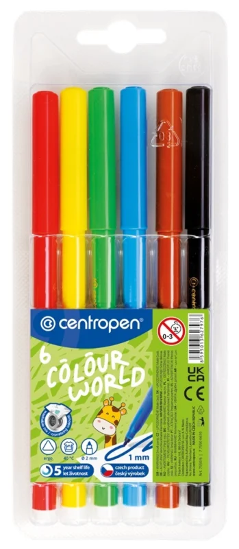 Barevný popisovač Centropen Ergo 7550/6 - vypratelný, 1 mm, sada 6 ks Nejlepší Cena