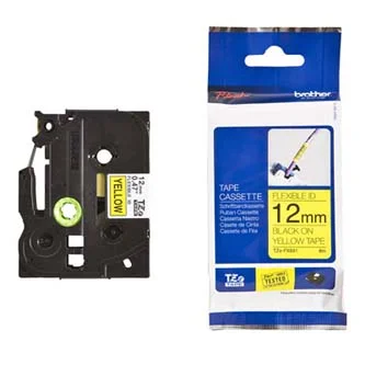 Značkový Brother originální páska do tiskárny štítků, Brother, TZE-FX631, černý tisk/žlutý podklad, laminovaná, 8m, 12mm, flexibilní
