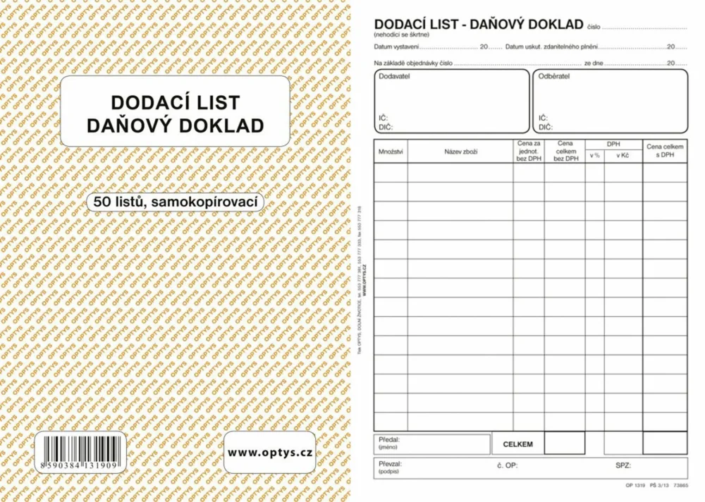 Dodací list, A5/OP319 Nakupujte Hned