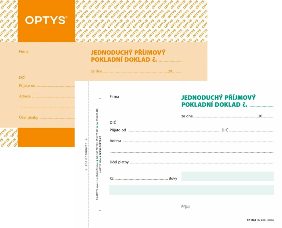 Akční Nabídka Příjmový pokladní doklad jednoduchý, NCR, OP302