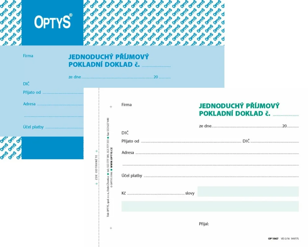 Příjmový pokladní doklad jednoduchý/OP67 Top Prodej