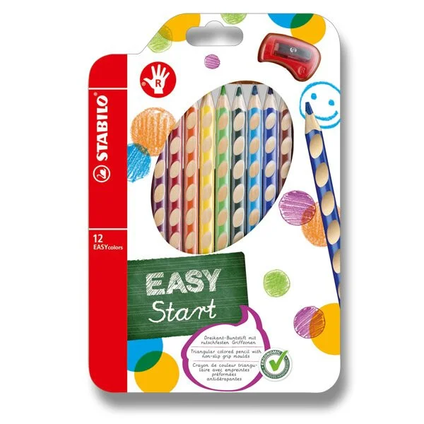 Pastelky Stabilo Easy 332, trojhranné, pro praváky, 12ks Sezónní Sleva