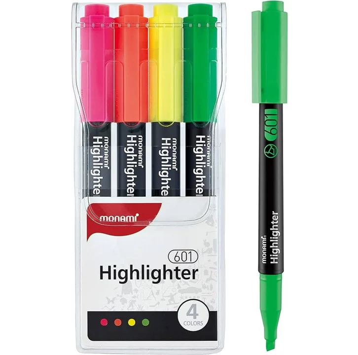 Popisovač zvýrazňovač Monami 601, 1-4mm, zkosený, 4ks Originální