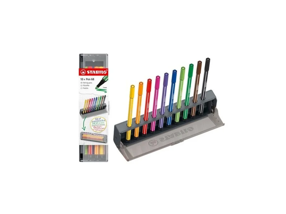 Vysoce Kvalitní Fixy Stabilo Pen 68, Click set, sada 10 barev