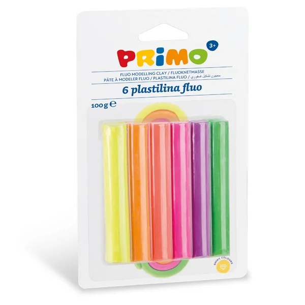 Nízká Cena Plastelína PRIMO FLUO, 6 x 170 g, mix barev