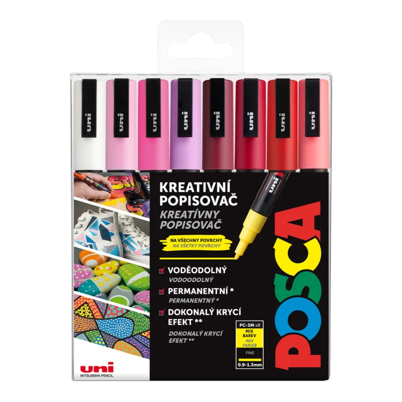 Posca sada popisovačů PC-3M, LOVE, 0,9 - 1,3 mm, mix teplých tónů (8 ks) Sleva