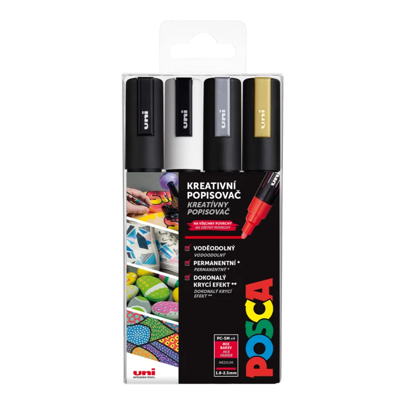 Posca sada popisovačů PC-5M, 1,8 - 2,5 mm, mix barev (4 ks) Kup Teď