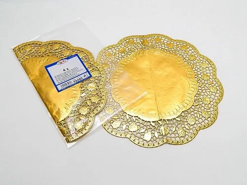 Omezená Nabídka Krajka dekorativní kulatá 30cm, zlatá/ 4ks/