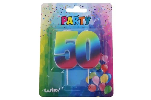 Párty svíčka číslo 50 Duha / W008560 Finální Výprodej