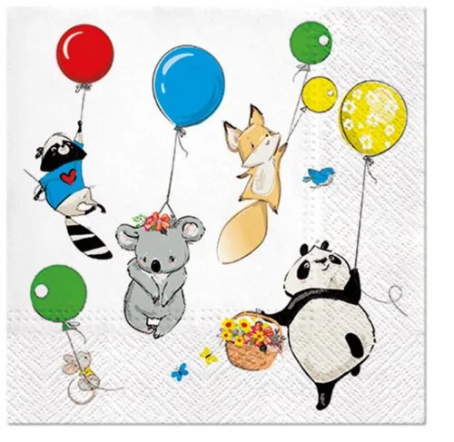 Ubrousky PAW Decor – Zvířátka s balóky (20Ks) - SDL124100 Jen Po Omezenou Doba
