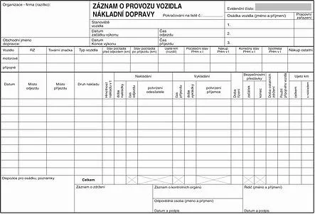 Levný Asopol 100710 Záznam o provozu nákladní dopravy - puťovka