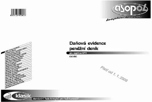 Daňová evidence - Peněžní deník - pro neplátce DPH Autentický