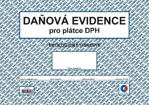 Novinka Peněžní deník A4 = daňová evidence (plátce DPH, oboustranný)
