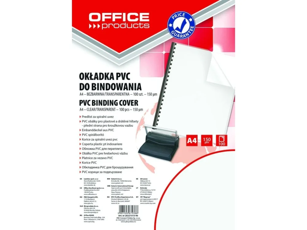 Víkendová Akce Office Products desky přední pro kroužk. vazbu, A4, PVC, 150 µm, transparentní