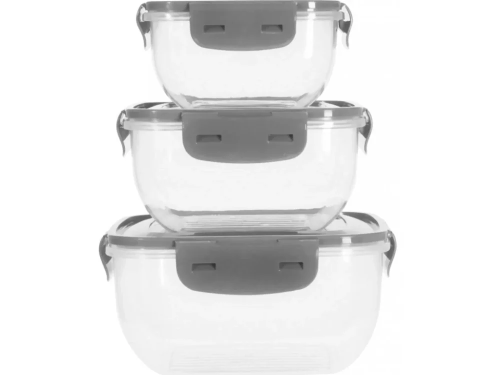 Tovární Cena EXCELLENT HOUSEWARE Dóza na potraviny 3 ks šedá KO-024001550seda