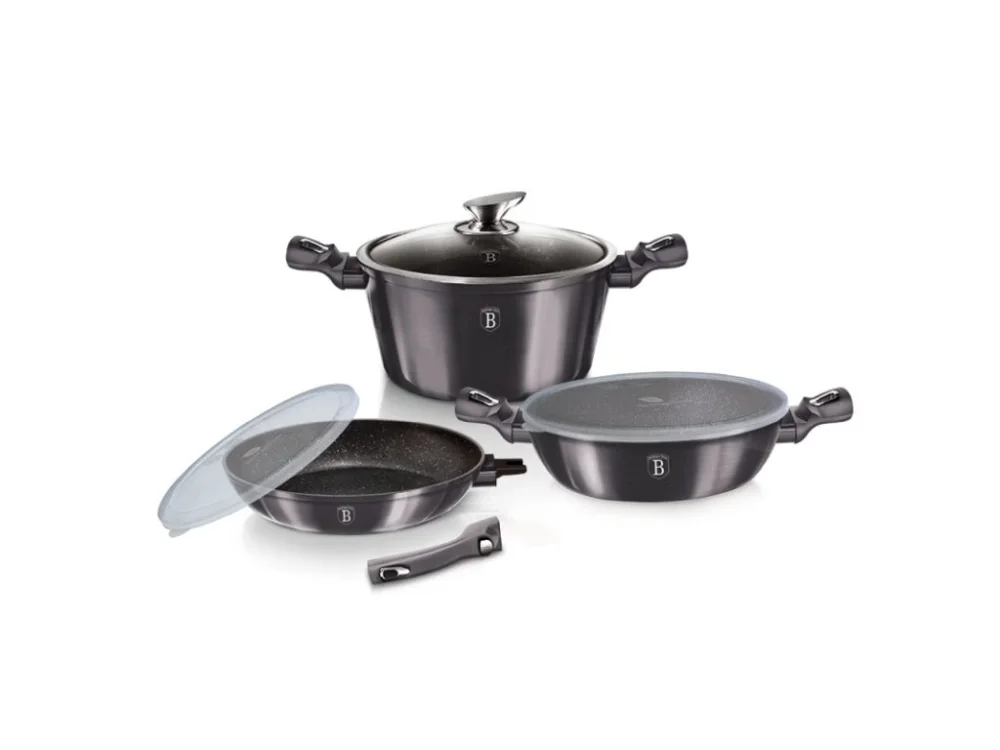 BERLINGERHAUS Sada nádobí s mramorovým povrchem 6 ks Carbon PRO Line BH-7052 Značkový