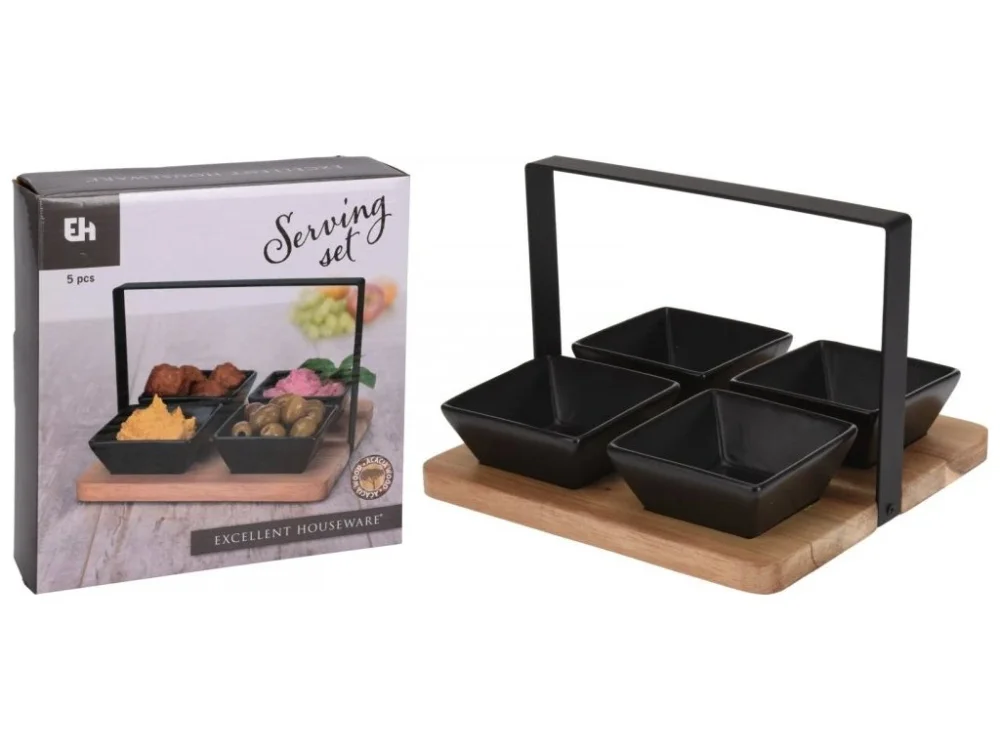 EXCELLENT HOUSEWARE Servírovací misky s podnosem sada 5 ks akát / černá KO-278000520 Odeslání Ihned