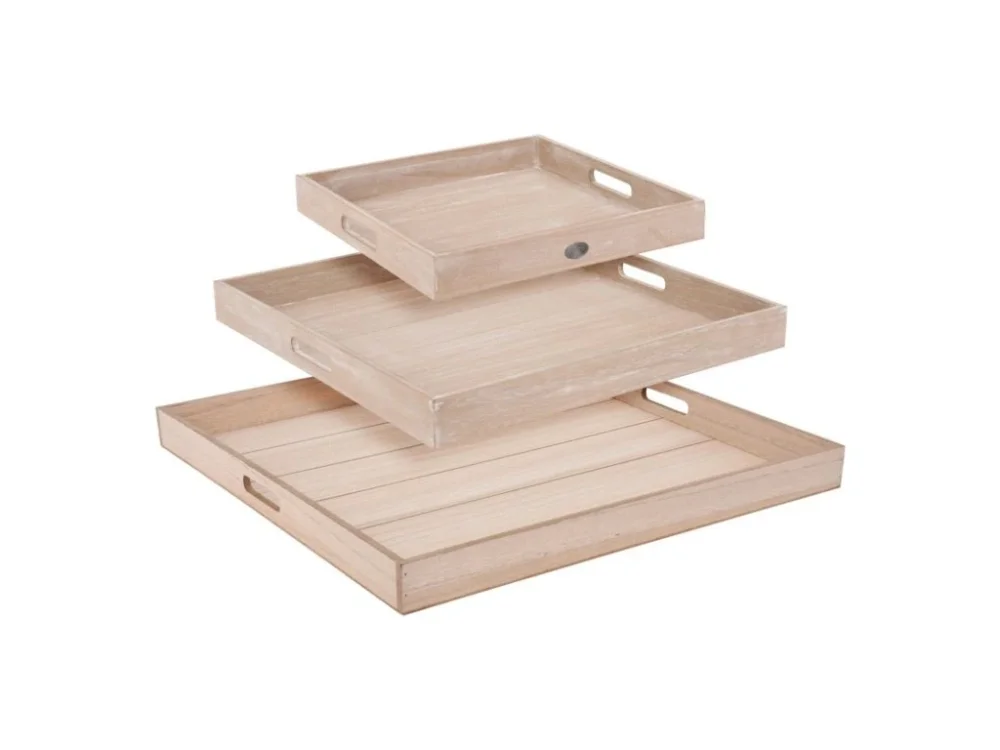 EXCELLENT HOUSEWARE Sada servírovacích podnosů 3 ks přírodní KO-HZ1930680 Jen Po Omezenou Doba