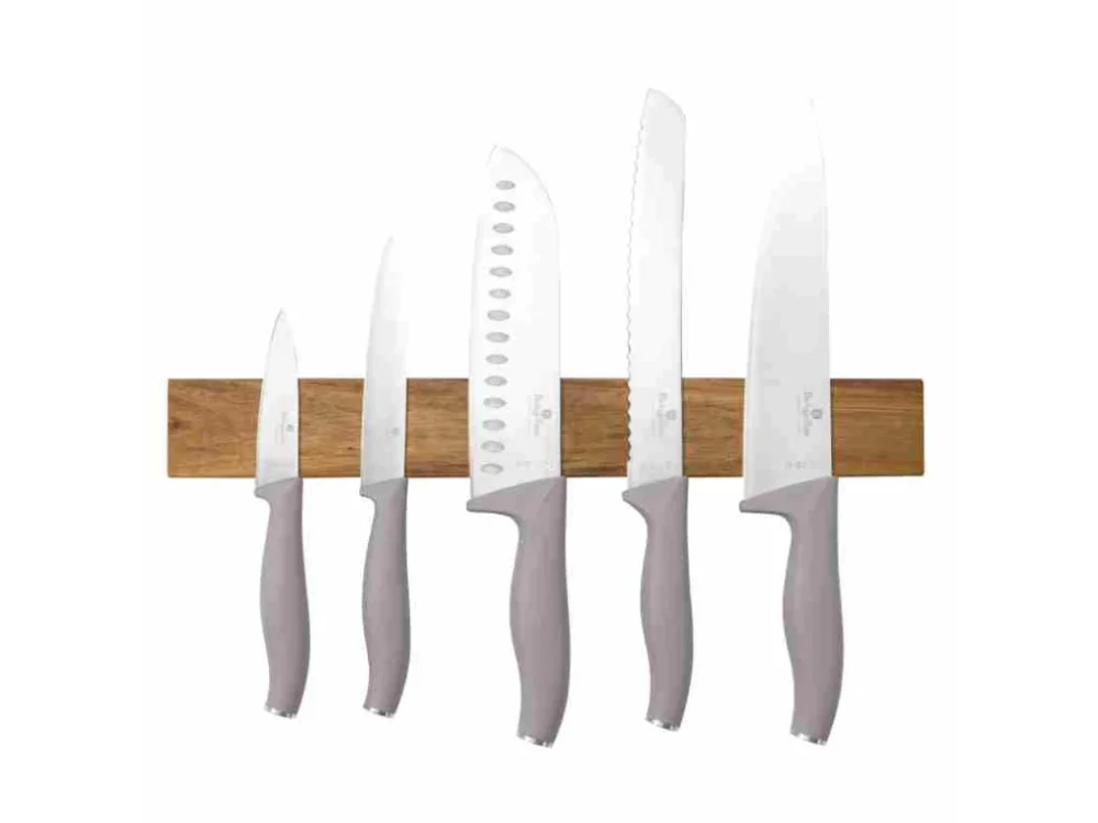 BERLINGERHAUS Sada nožů s magnetickým držákem z akátového dřeva 6 ks Taupe Collection BH-2946 Dokud Zásoby Vydrží