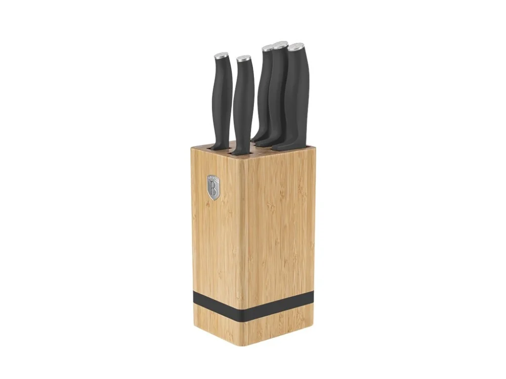 Jen Po Omezenou Doba BERLINGERHAUS Sada nožů se stojanem BAMBOO 6 ks Antracit Collection BH-2968