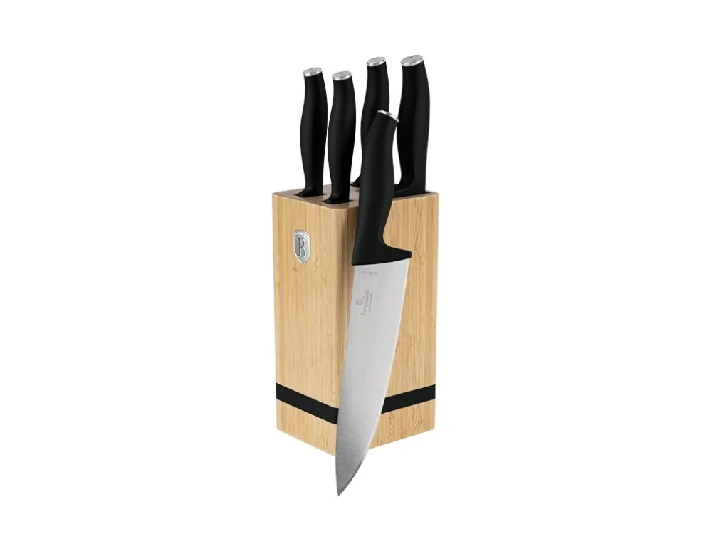 Omezená Nabídka BERLINGERHAUS Sada nožů se stojanem BAMBOO 6 ks Matte Black Collection BH-2971