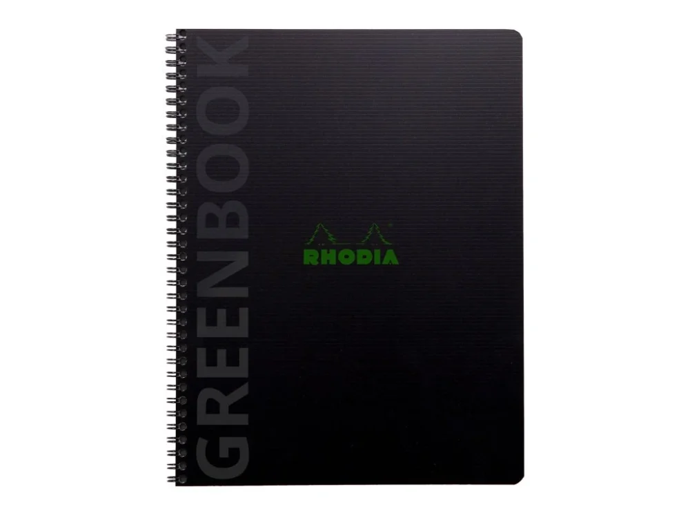 Clairefontaine, Zápisník Rhodia Greenbook, A4+, 80 listů, čtverečkovaný, s děrováním, černý Vysoce Kvalitní