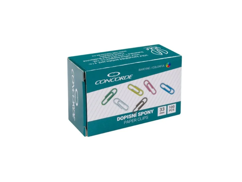 Dopisní spony CONCORDE barevné - 32 mm / 100 ks Značkový