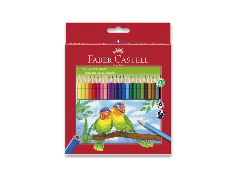Pastelky Faber-Castell trojhranné - 24 barev + ořezávátko Značkový